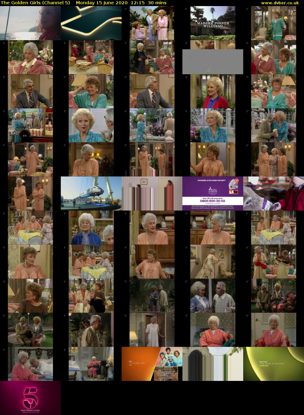 The Golden Girls (Channel 5) Monday 15 June 2020 12:15 - 12:45