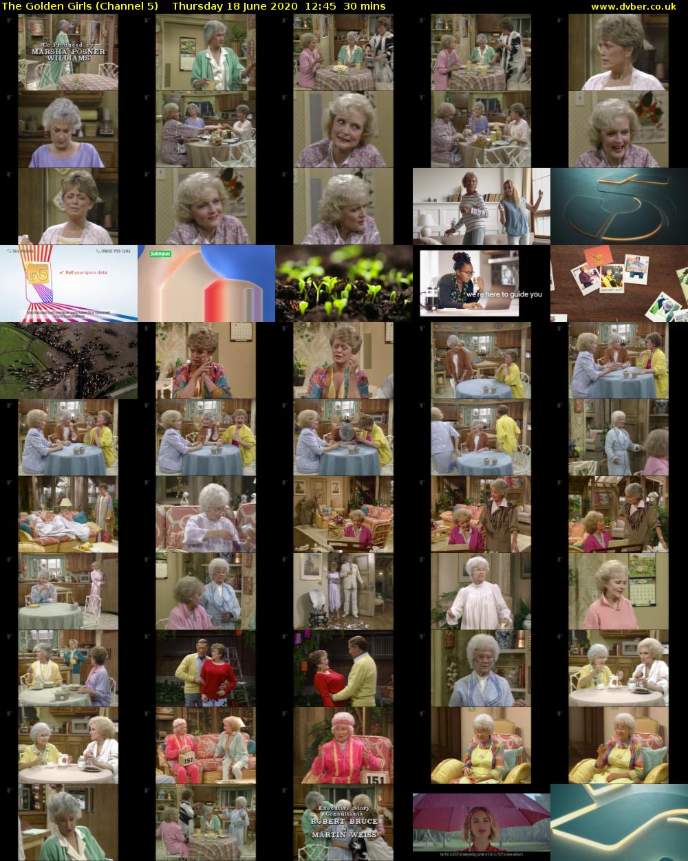 The Golden Girls (Channel 5) Thursday 18 June 2020 12:45 - 13:15