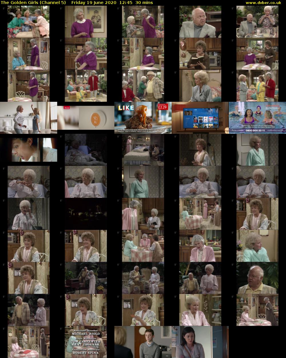 The Golden Girls (Channel 5) Friday 19 June 2020 12:45 - 13:15