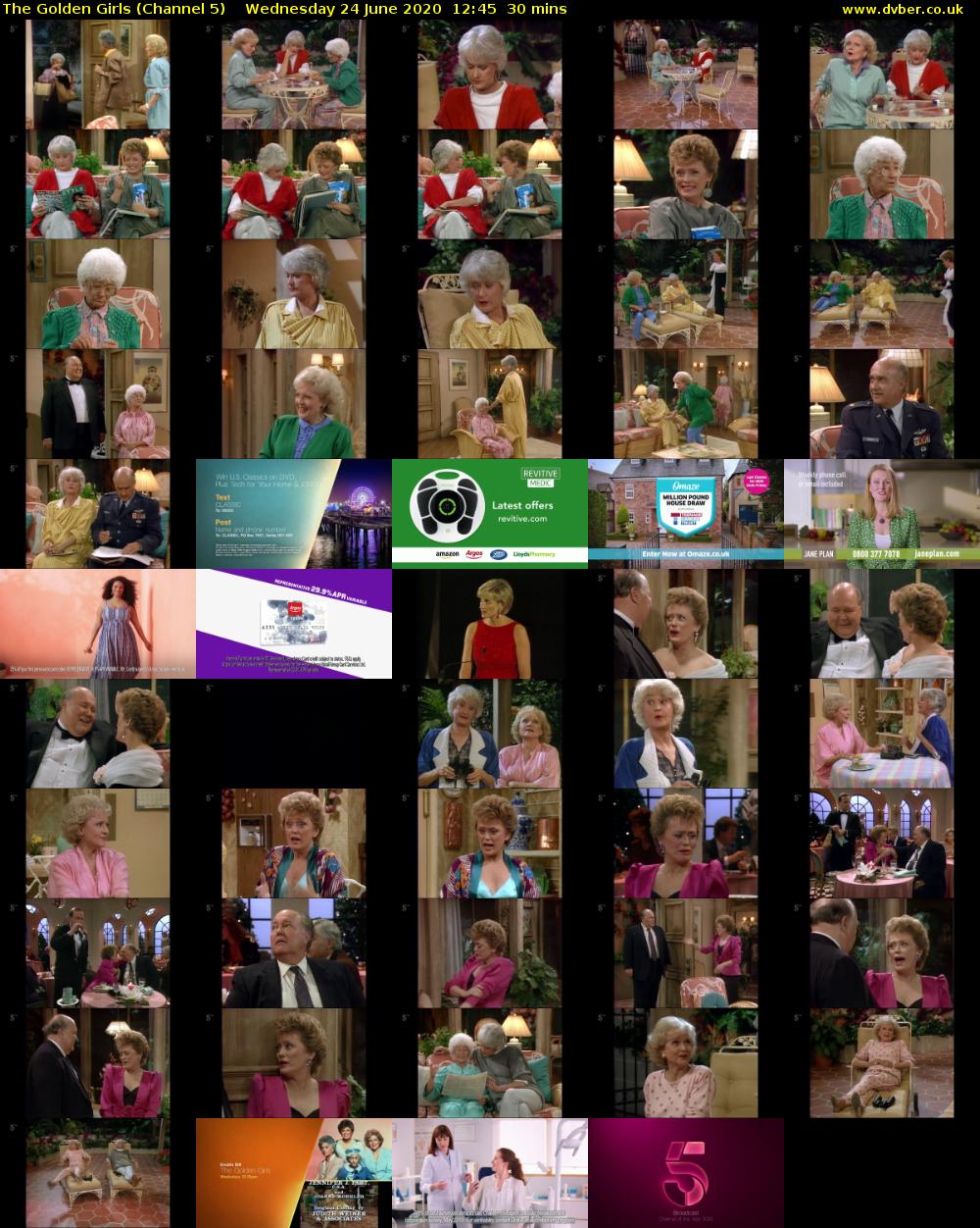 The Golden Girls (Channel 5) Wednesday 24 June 2020 12:45 - 13:15