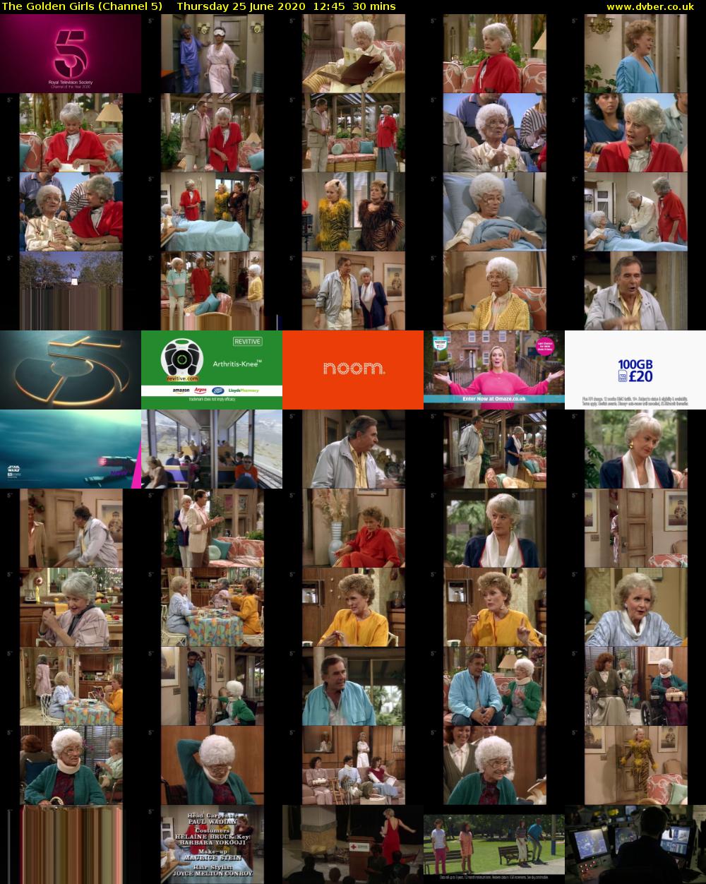 The Golden Girls (Channel 5) Thursday 25 June 2020 12:45 - 13:15