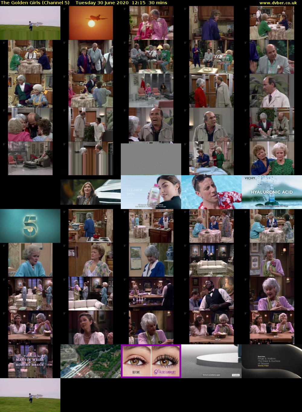 The Golden Girls (Channel 5) Tuesday 30 June 2020 12:15 - 12:45