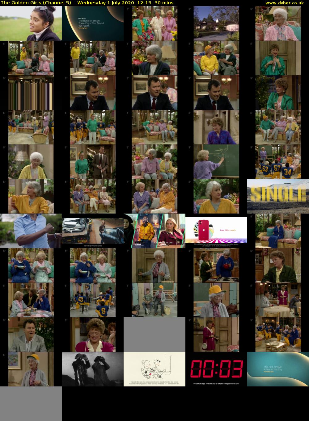 The Golden Girls (Channel 5) Wednesday 1 July 2020 12:15 - 12:45