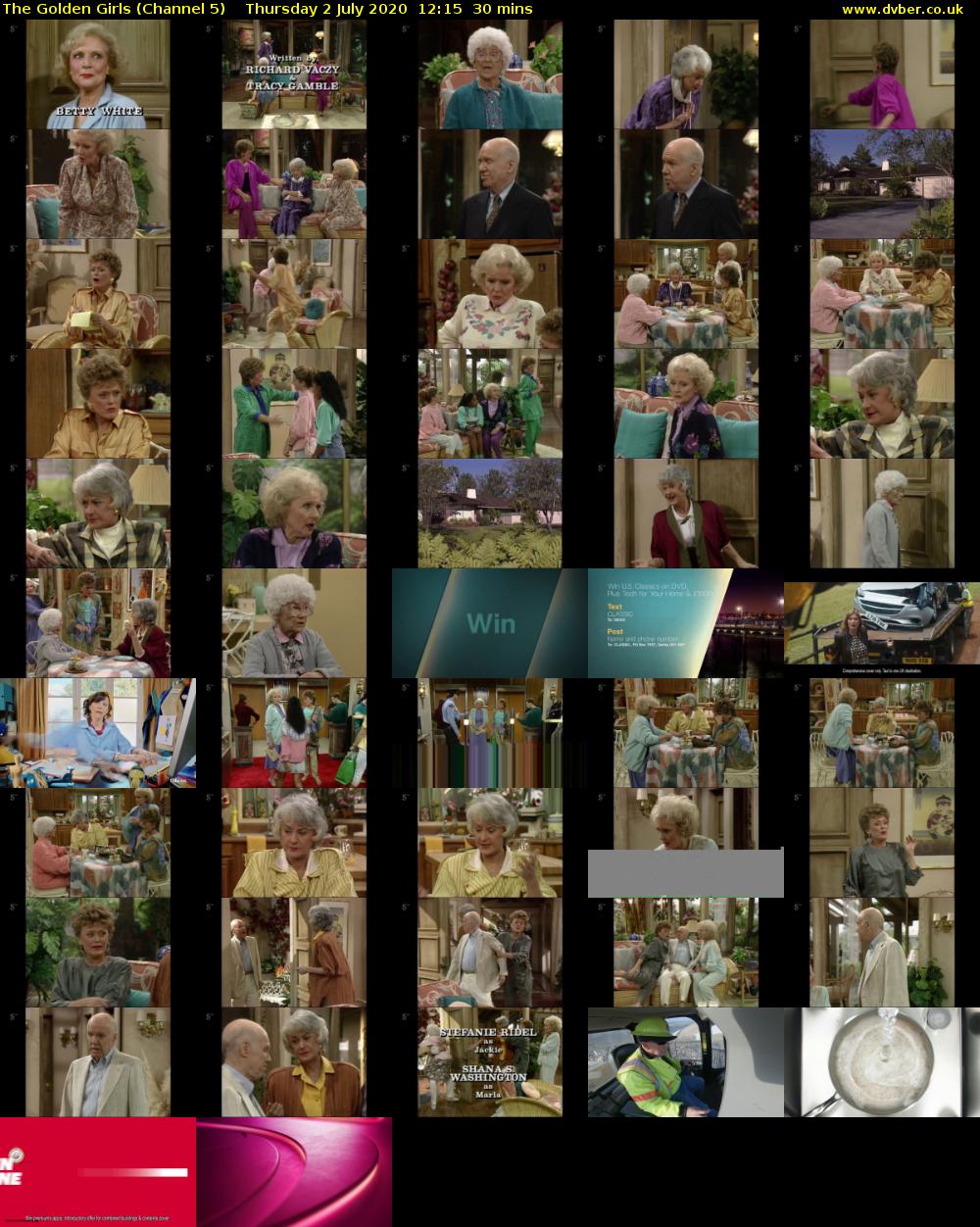 The Golden Girls (Channel 5) Thursday 2 July 2020 12:15 - 12:45