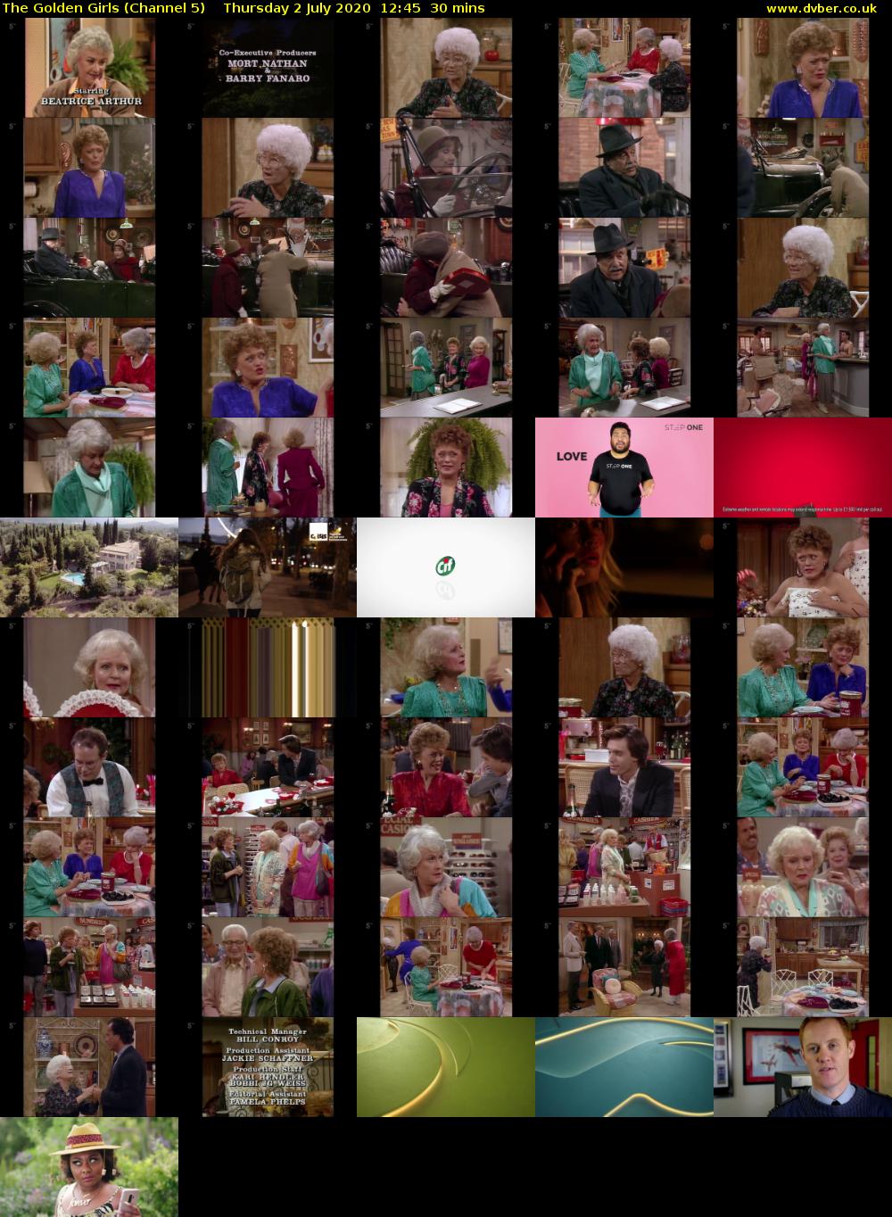The Golden Girls (Channel 5) Thursday 2 July 2020 12:45 - 13:15