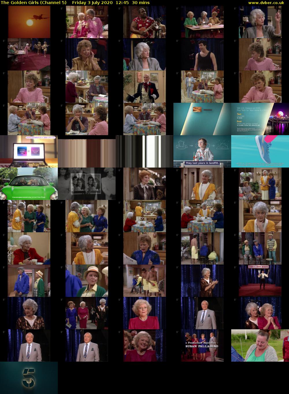 The Golden Girls (Channel 5) Friday 3 July 2020 12:45 - 13:15