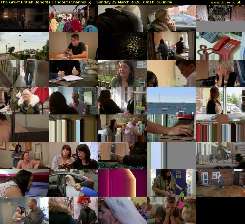 The Great British Benefits Handout (Channel 5) Sunday 29 March 2020 04:10 - 05:00