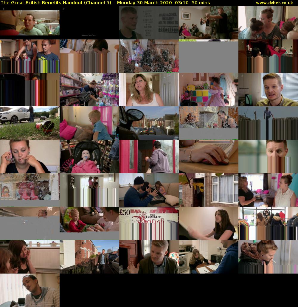 The Great British Benefits Handout (Channel 5) Monday 30 March 2020 03:10 - 04:00