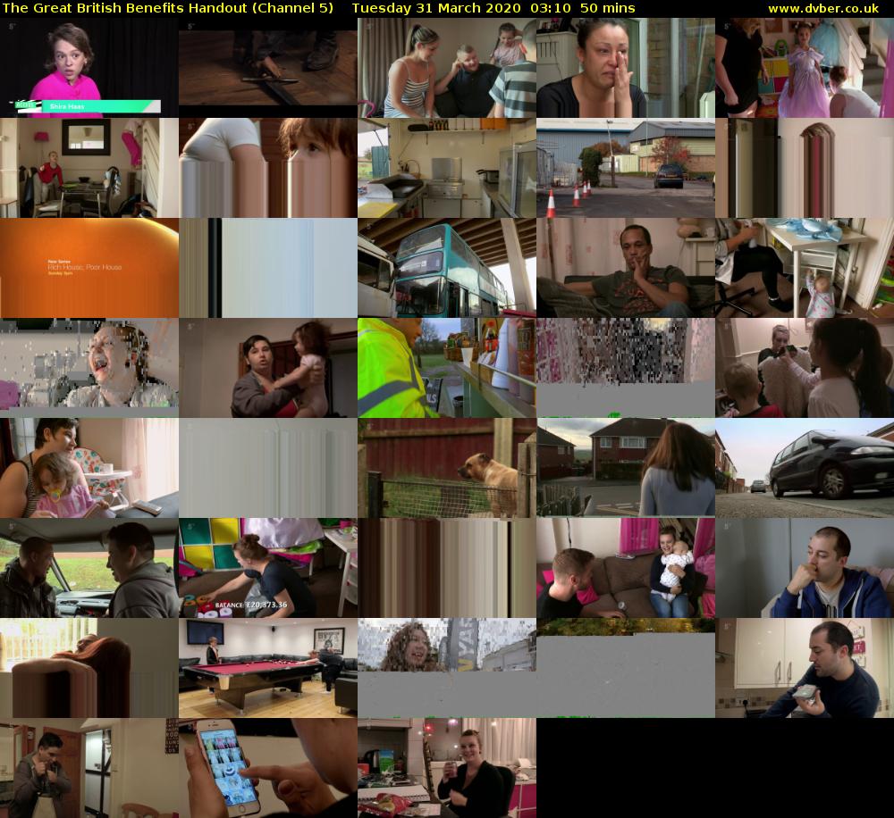 The Great British Benefits Handout (Channel 5) Tuesday 31 March 2020 03:10 - 04:00