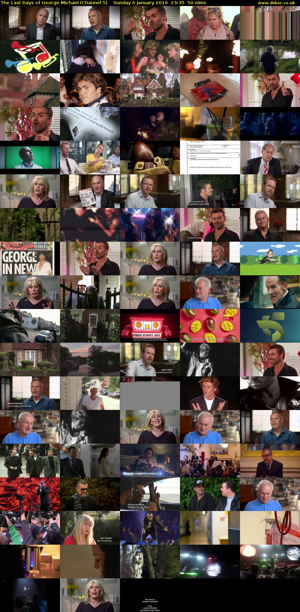 The Last Days of George Michael (Channel 5) Sunday 6 January 2019 23:35 - 00:25