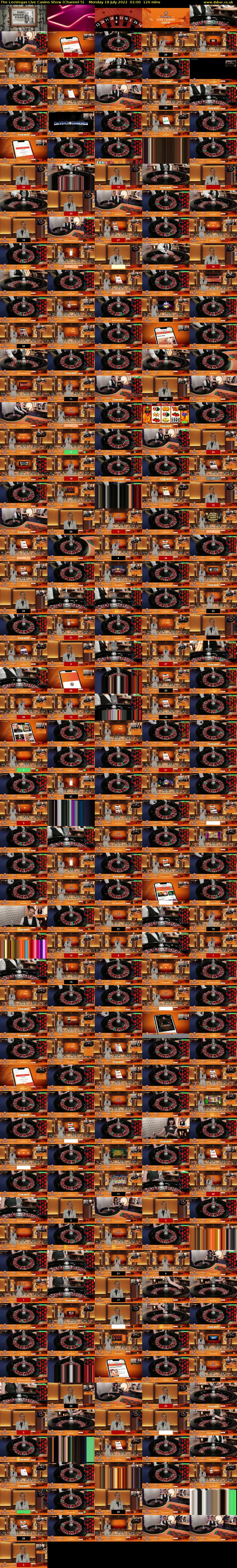The LeoVegas Live Casino Show (Channel 5) Monday 18 July 2022 01:00 - 03:00