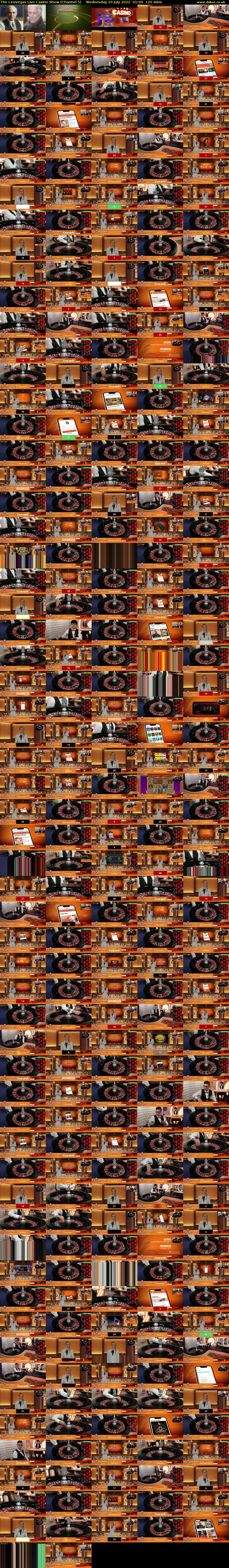 The LeoVegas Live Casino Show (Channel 5) Wednesday 20 July 2022 01:00 - 03:00
