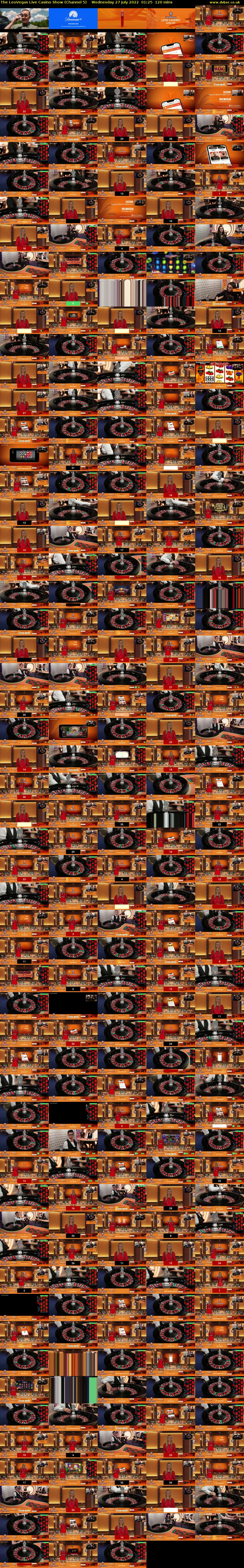 The LeoVegas Live Casino Show (Channel 5) Wednesday 27 July 2022 01:25 - 03:25