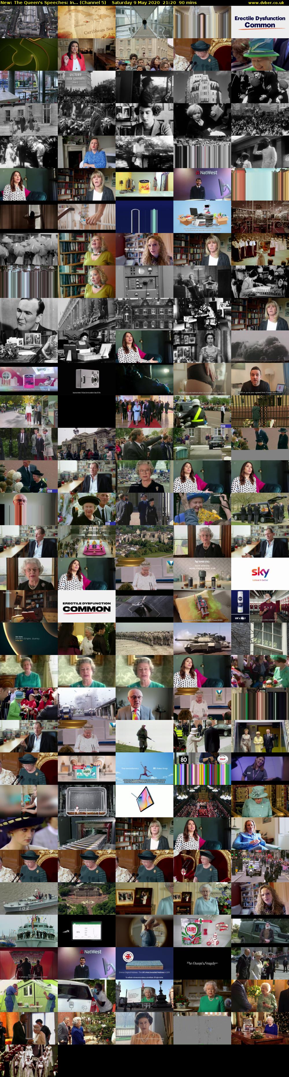 The Queen's Speeches: In... (Channel 5) Saturday 9 May 2020 21:20 - 22:50