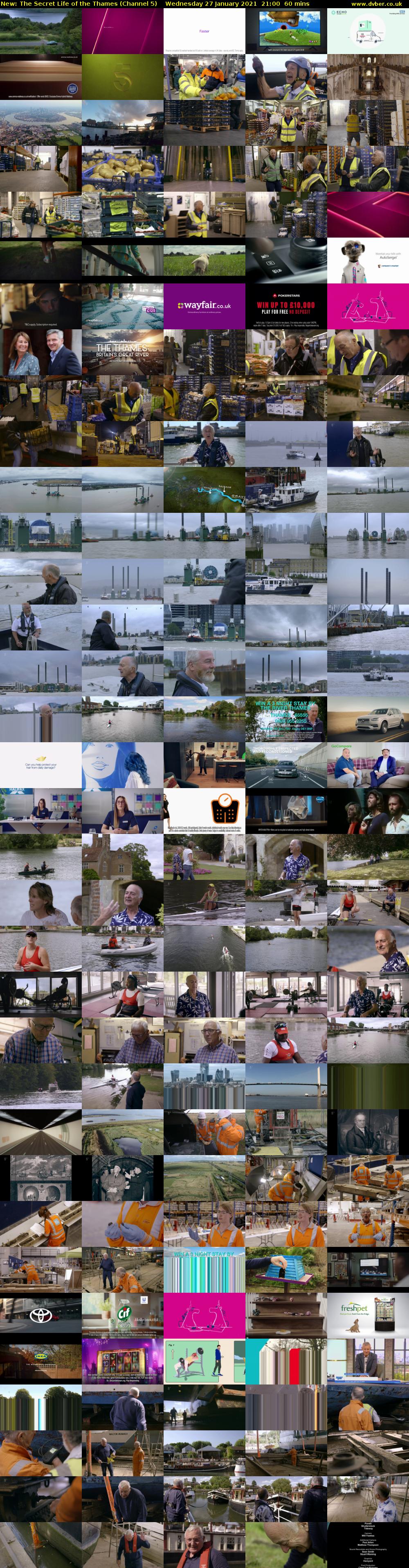 The Secret Life of the Thames (Channel 5) Wednesday 27 January 2021 21:00 - 22:00