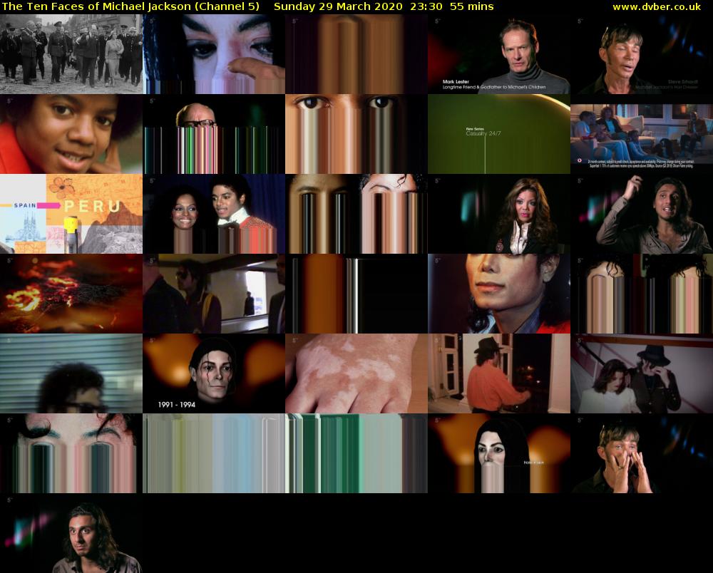 The Ten Faces of Michael Jackson (Channel 5) Sunday 29 March 2020 23:30 - 00:25
