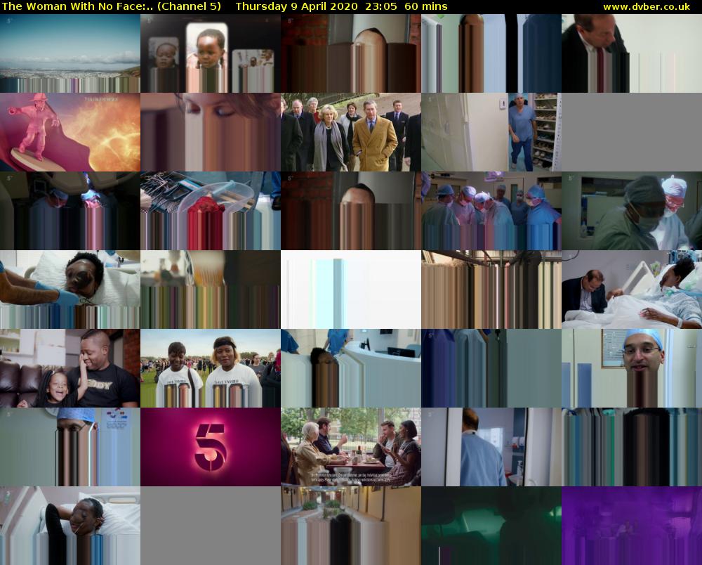 The Woman With No Face:.. (Channel 5) Thursday 9 April 2020 23:05 - 00:05