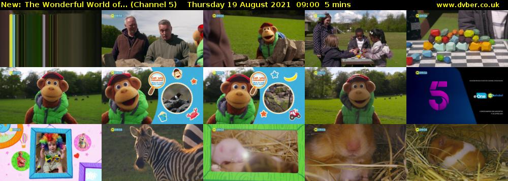 The Wonderful World of... (Channel 5) Thursday 19 August 2021 09:00 - 09:05