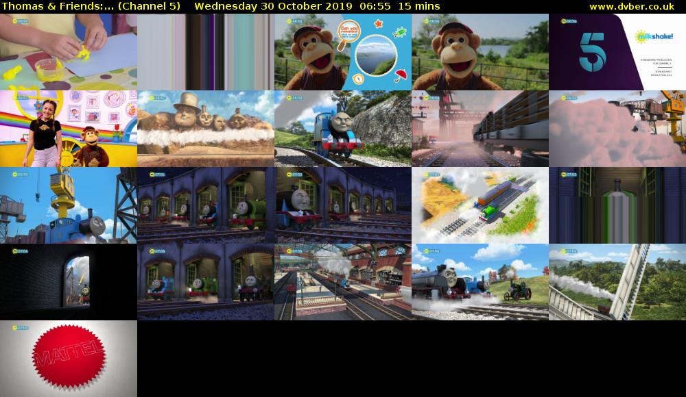 Thomas & Friends:... (Channel 5) Wednesday 30 October 2019 06:55 - 07:10