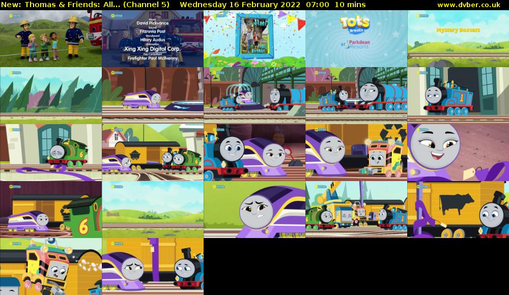 Thomas & Friends: All... (Channel 5) Wednesday 16 February 2022 07:00 - 07:10