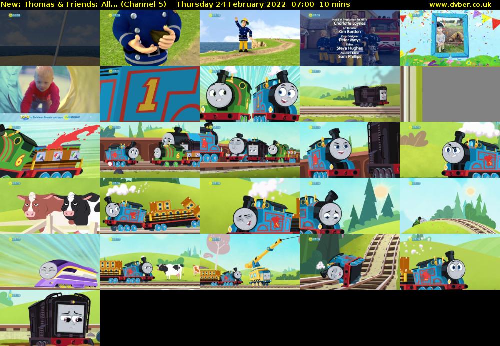 Thomas & Friends: All... (Channel 5) Thursday 24 February 2022 07:00 - 07:10