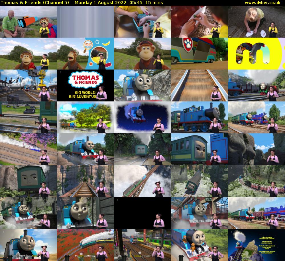 Thomas & Friends (Channel 5) Monday 1 August 2022 05:45 - 06:00