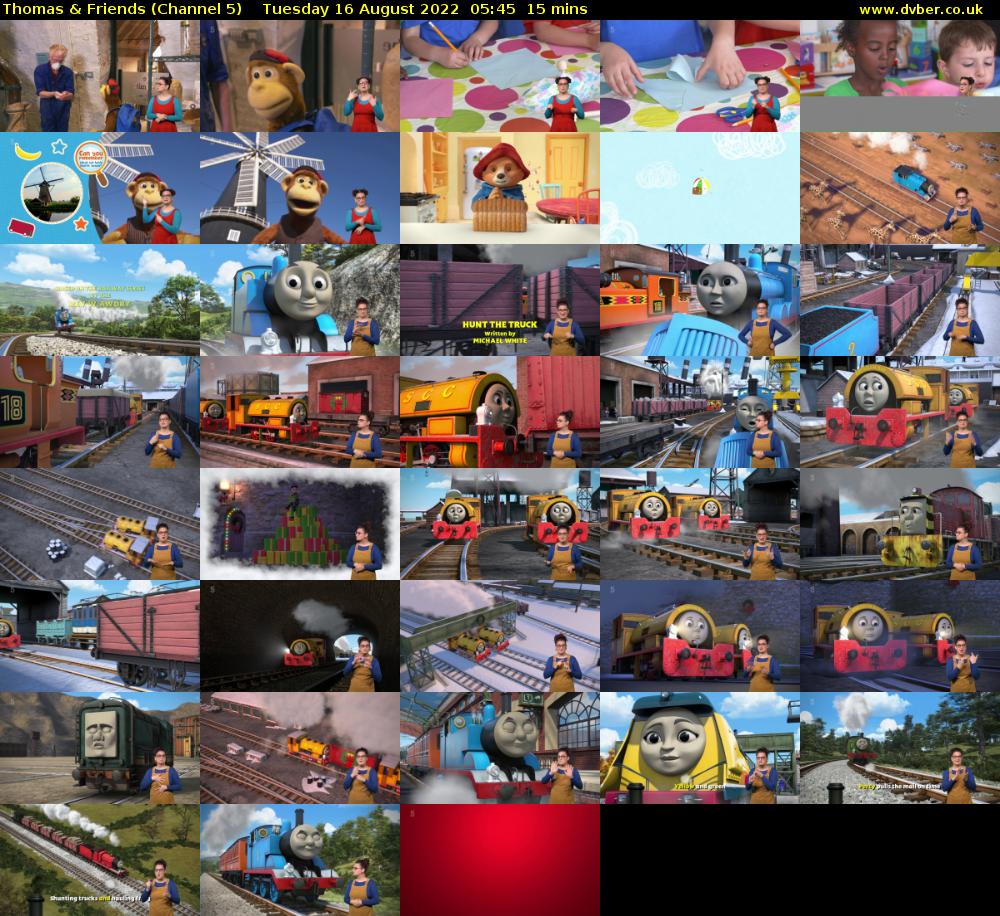 Thomas & Friends (Channel 5) Tuesday 16 August 2022 05:45 - 06:00
