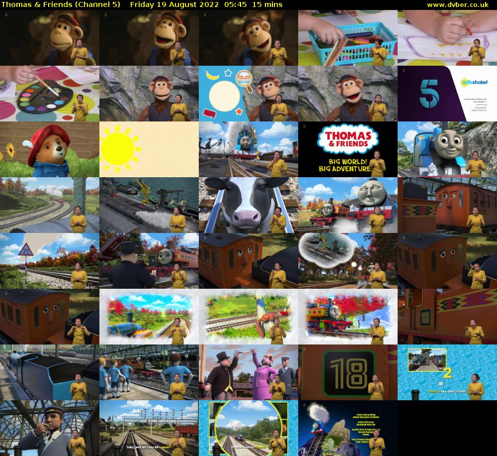 Thomas & Friends (Channel 5) Friday 19 August 2022 05:45 - 06:00