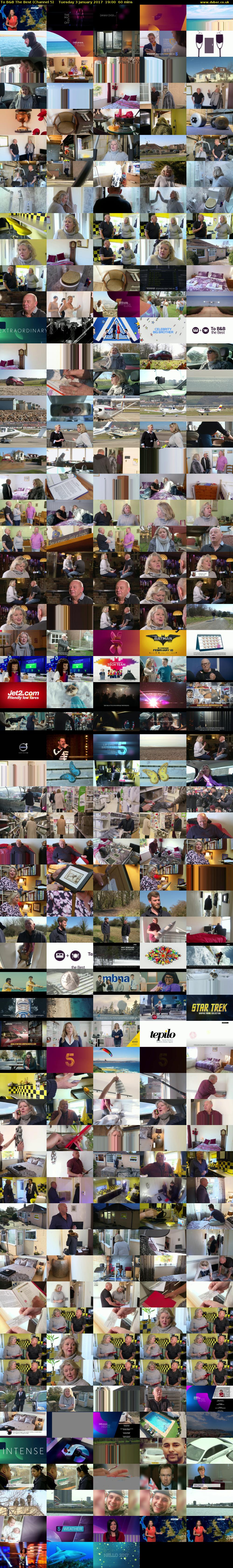 To B&B The Best (Channel 5) Tuesday 3 January 2017 19:00 - 20:00