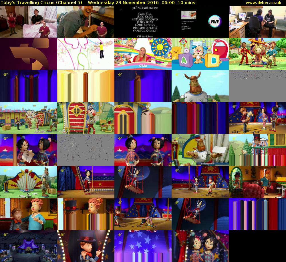Toby's Travelling Circus (Channel 5) Wednesday 23 November 2016 06:00 - 06:10
