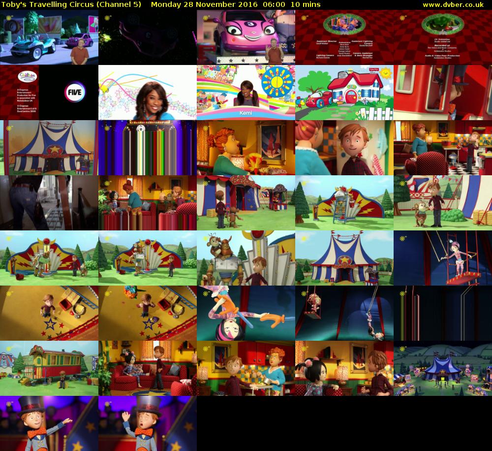 Toby's Travelling Circus (Channel 5) Monday 28 November 2016 06:00 - 06:10