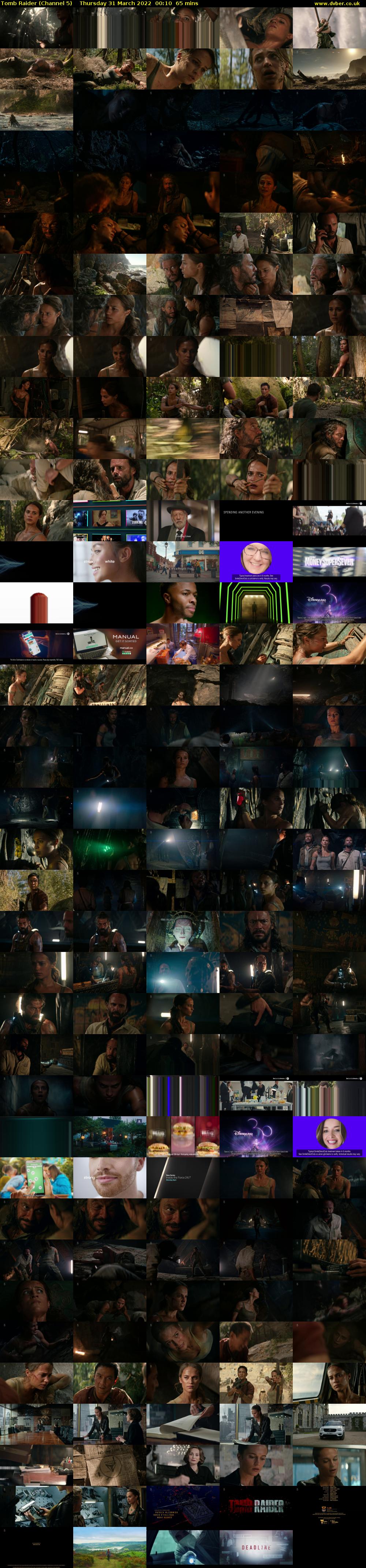 Tomb Raider (Channel 5) Thursday 31 March 2022 00:10 - 01:15