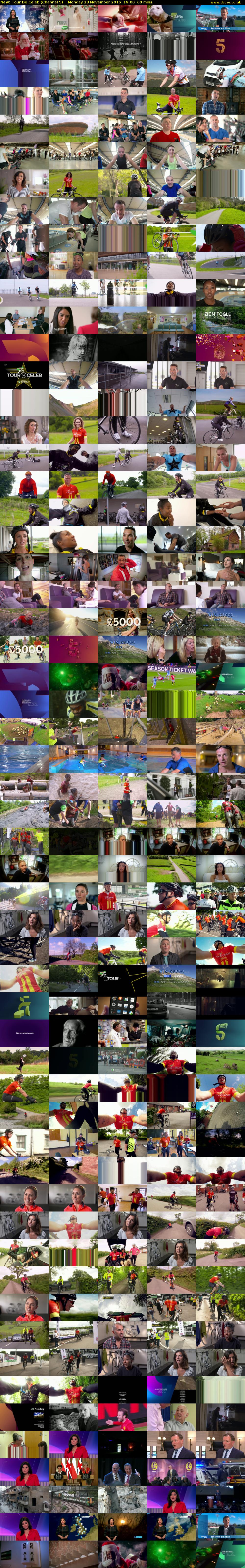 Tour De Celeb (Channel 5) Monday 28 November 2016 19:00 - 20:00