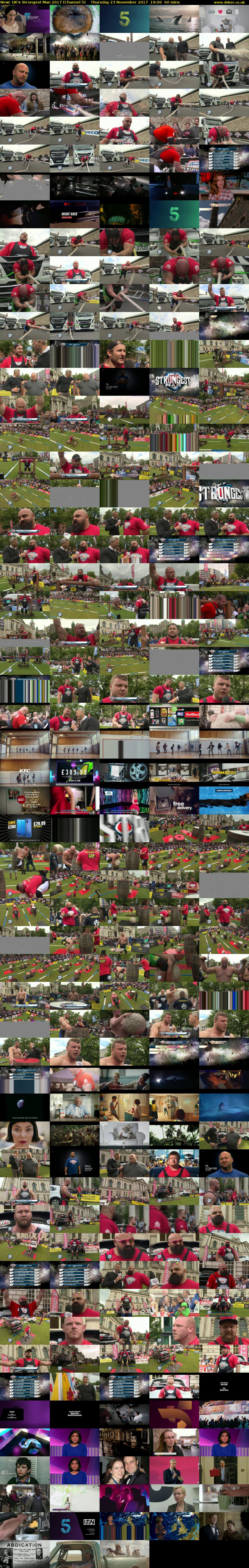 UK's Strongest Man 2017 (Channel 5) Thursday 23 November 2017 19:00 - 20:00