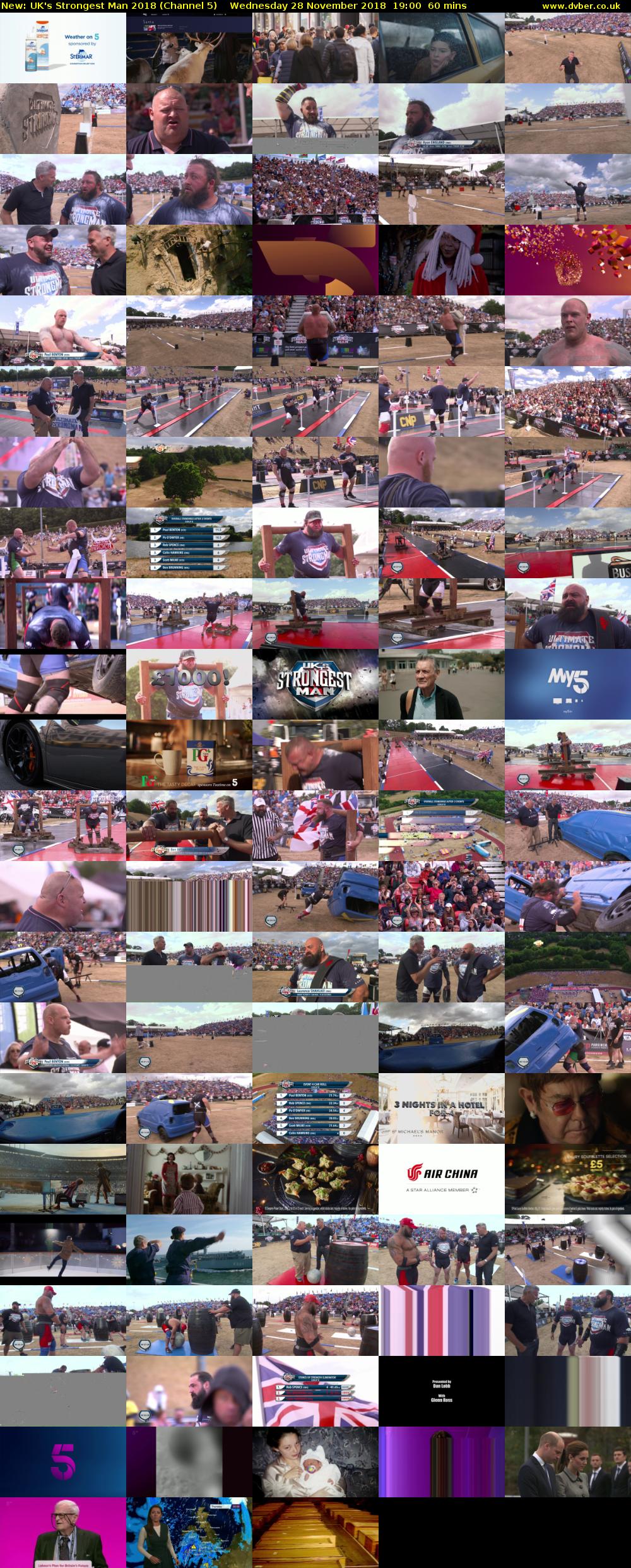 UK's Strongest Man 2018 (Channel 5) Wednesday 28 November 2018 19:00 - 20:00