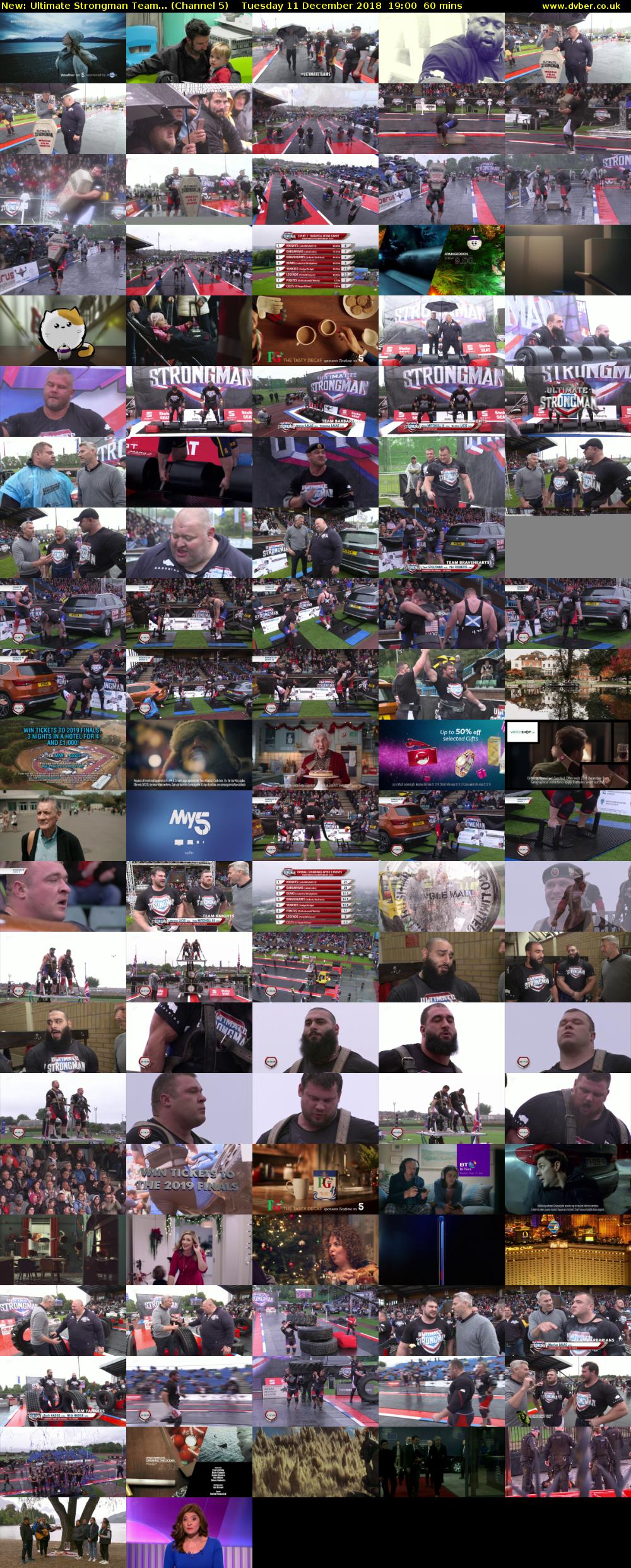 Ultimate Strongman Team... (Channel 5) Tuesday 11 December 2018 19:00 - 20:00