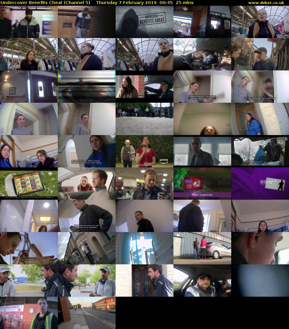 Undercover Benefits Cheat (Channel 5) Thursday 7 February 2019 00:45 - 01:10