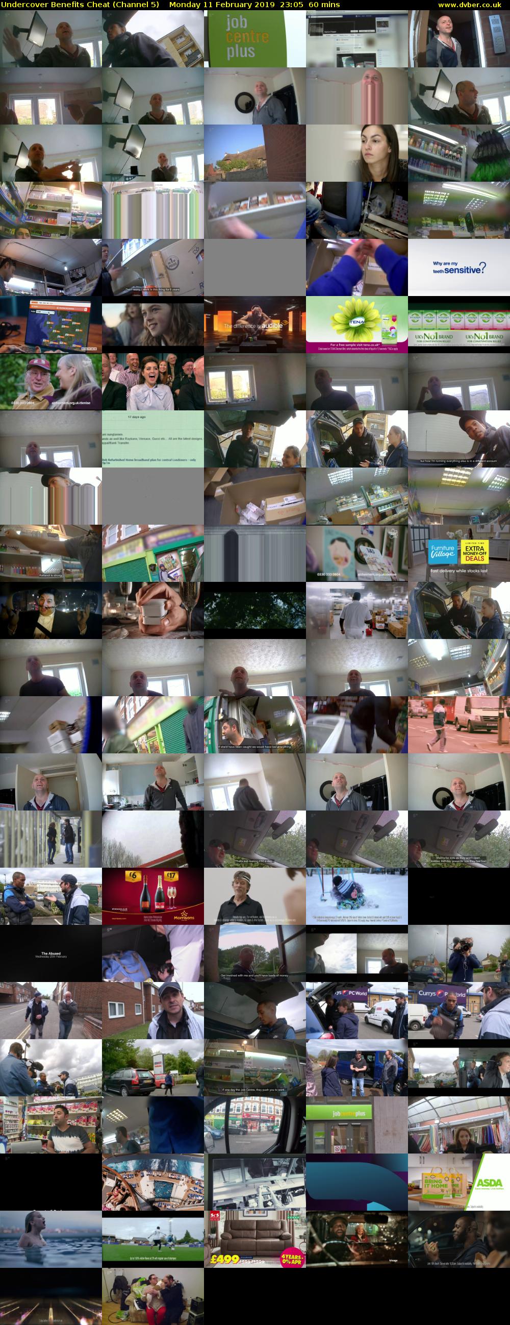 Undercover Benefits Cheat (Channel 5) Monday 11 February 2019 23:05 - 00:05