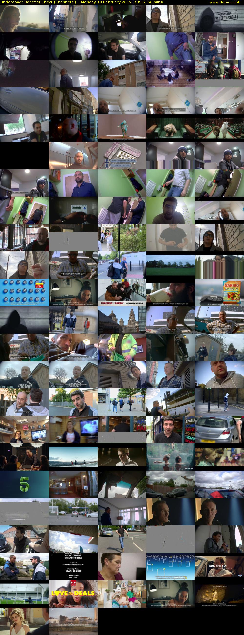 Undercover Benefits Cheat (Channel 5) Monday 18 February 2019 23:35 - 00:35