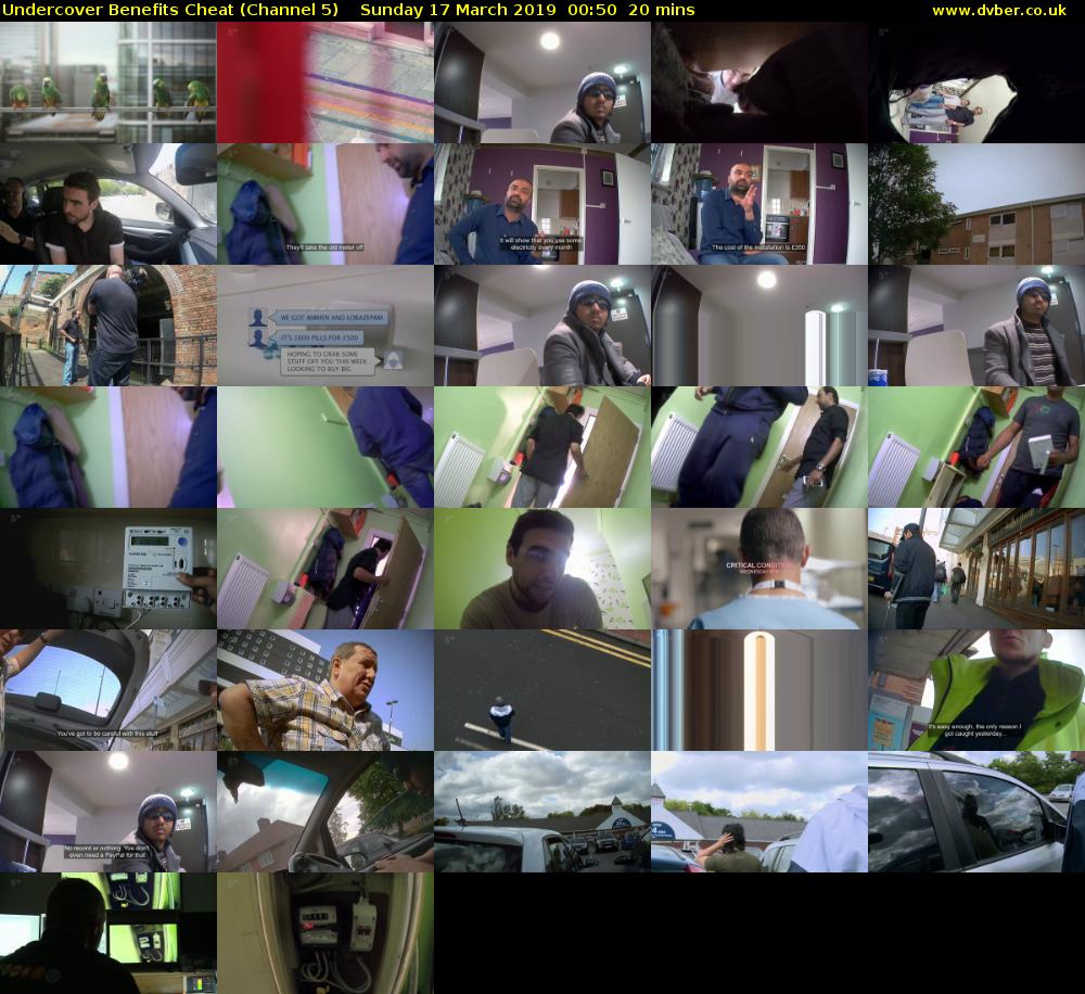Undercover Benefits Cheat (Channel 5) Sunday 17 March 2019 00:50 - 01:10