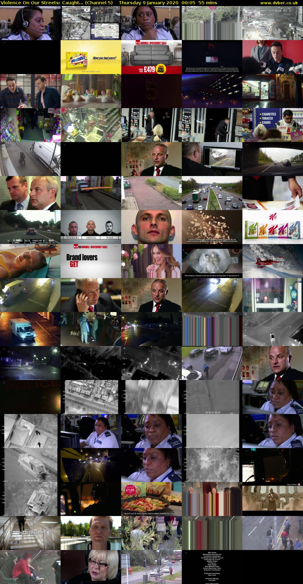 Violence On Our Streets: Caught... (Channel 5) Thursday 9 January 2020 00:05 - 01:00