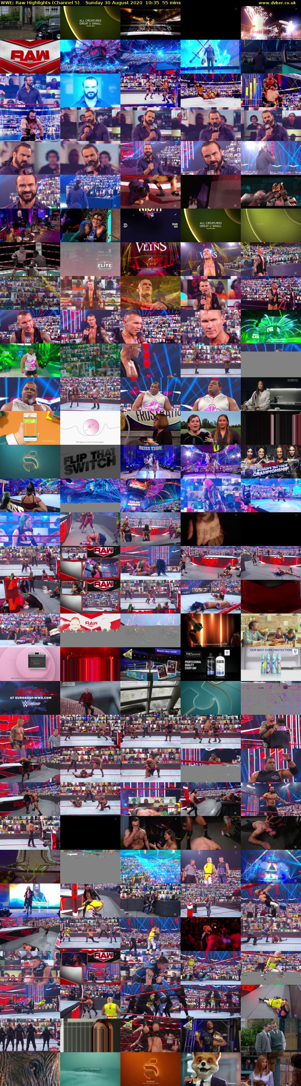 WWE: Raw Highlights (Channel 5) Sunday 30 August 2020 10:35 - 11:30