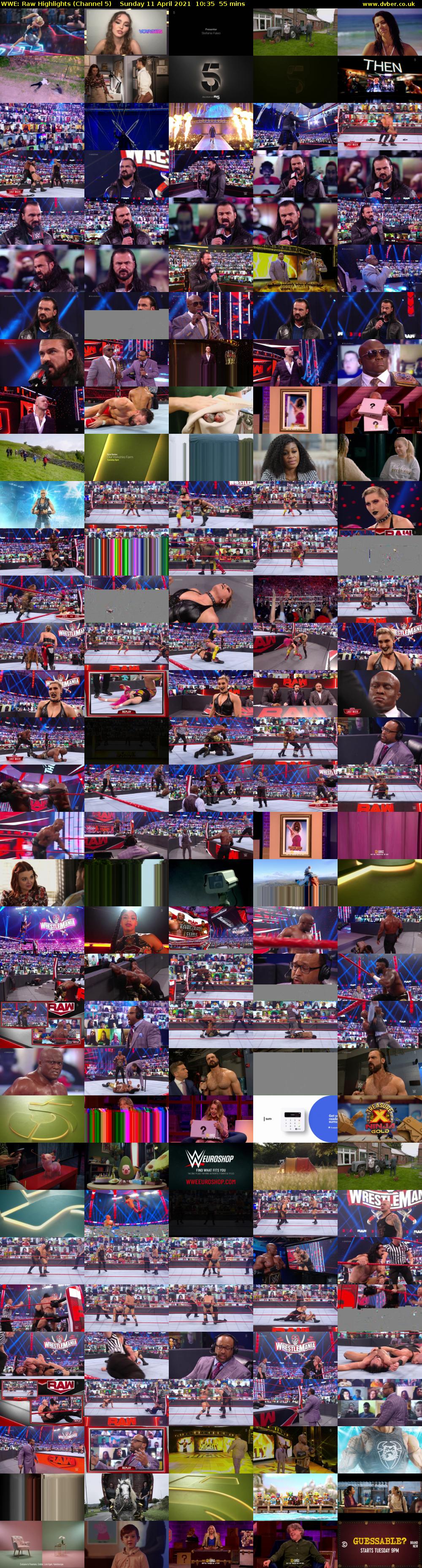 WWE: Raw Highlights (Channel 5) Sunday 11 April 2021 10:35 - 11:30
