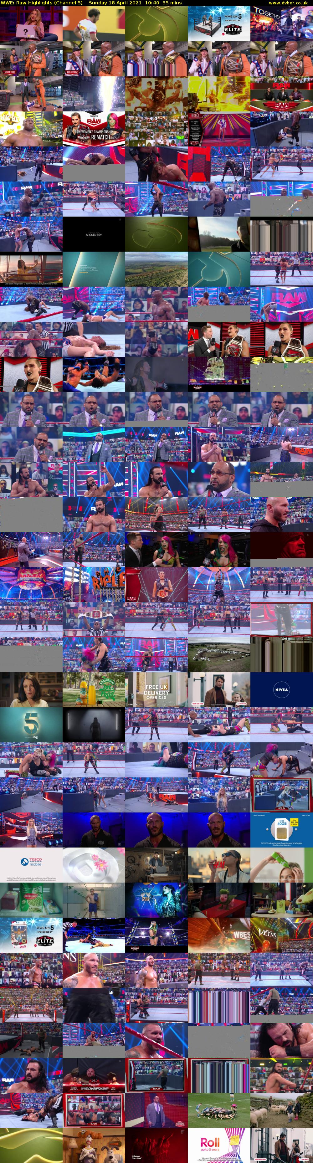 WWE: Raw Highlights (Channel 5) Sunday 18 April 2021 10:40 - 11:35
