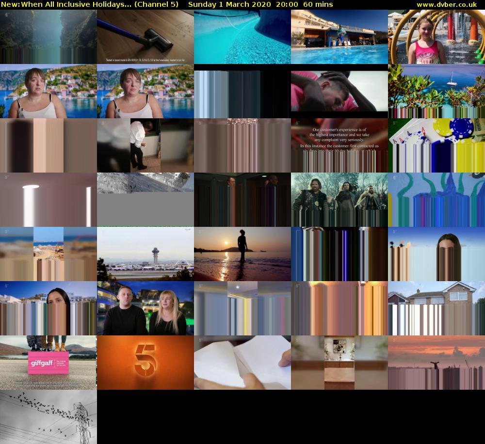 When All Inclusive Holidays... (Channel 5) Sunday 1 March 2020 20:00 - 21:00
