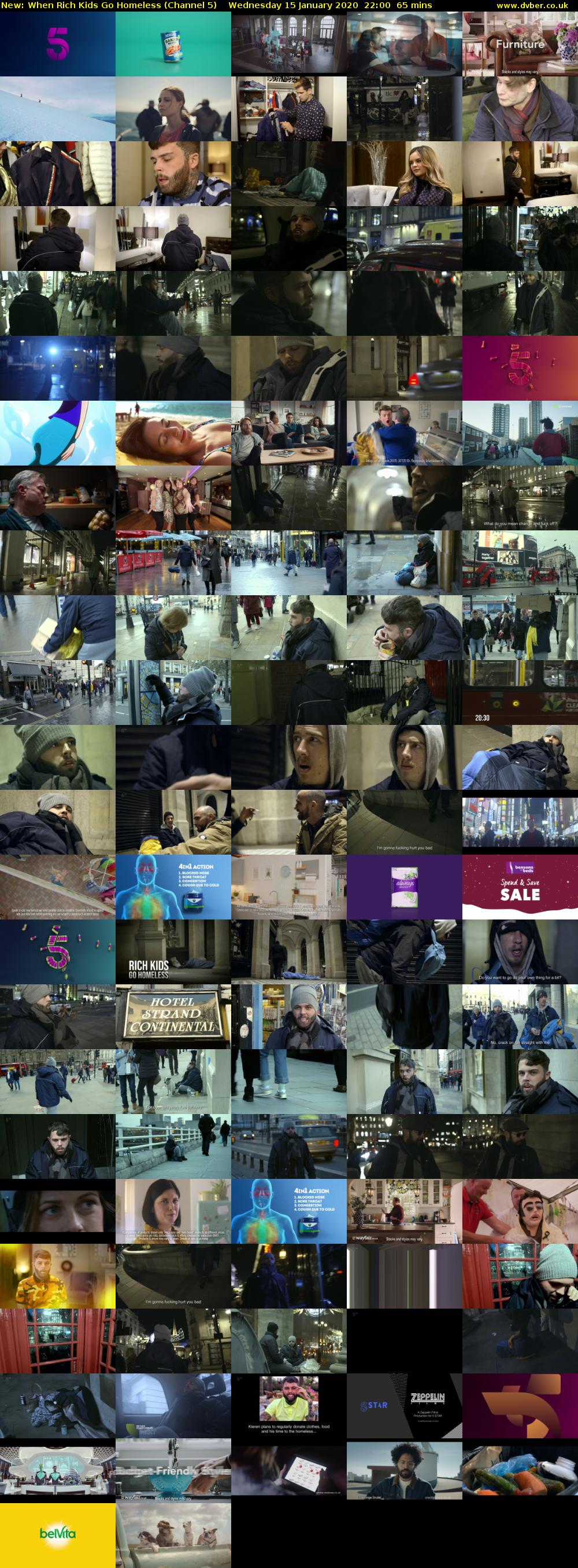 When Rich Kids Go Homeless (Channel 5) Wednesday 15 January 2020 22:00 - 23:05