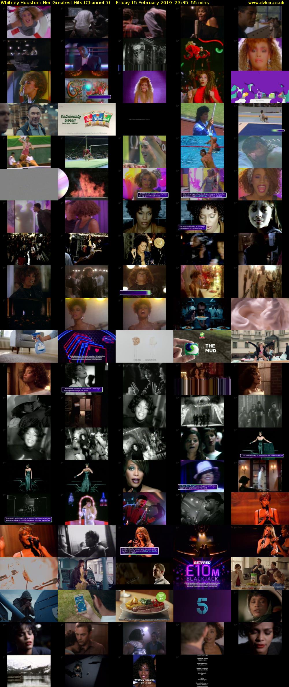 Whitney Houston: Her Greatest Hits (Channel 5) Friday 15 February 2019 23:35 - 00:30