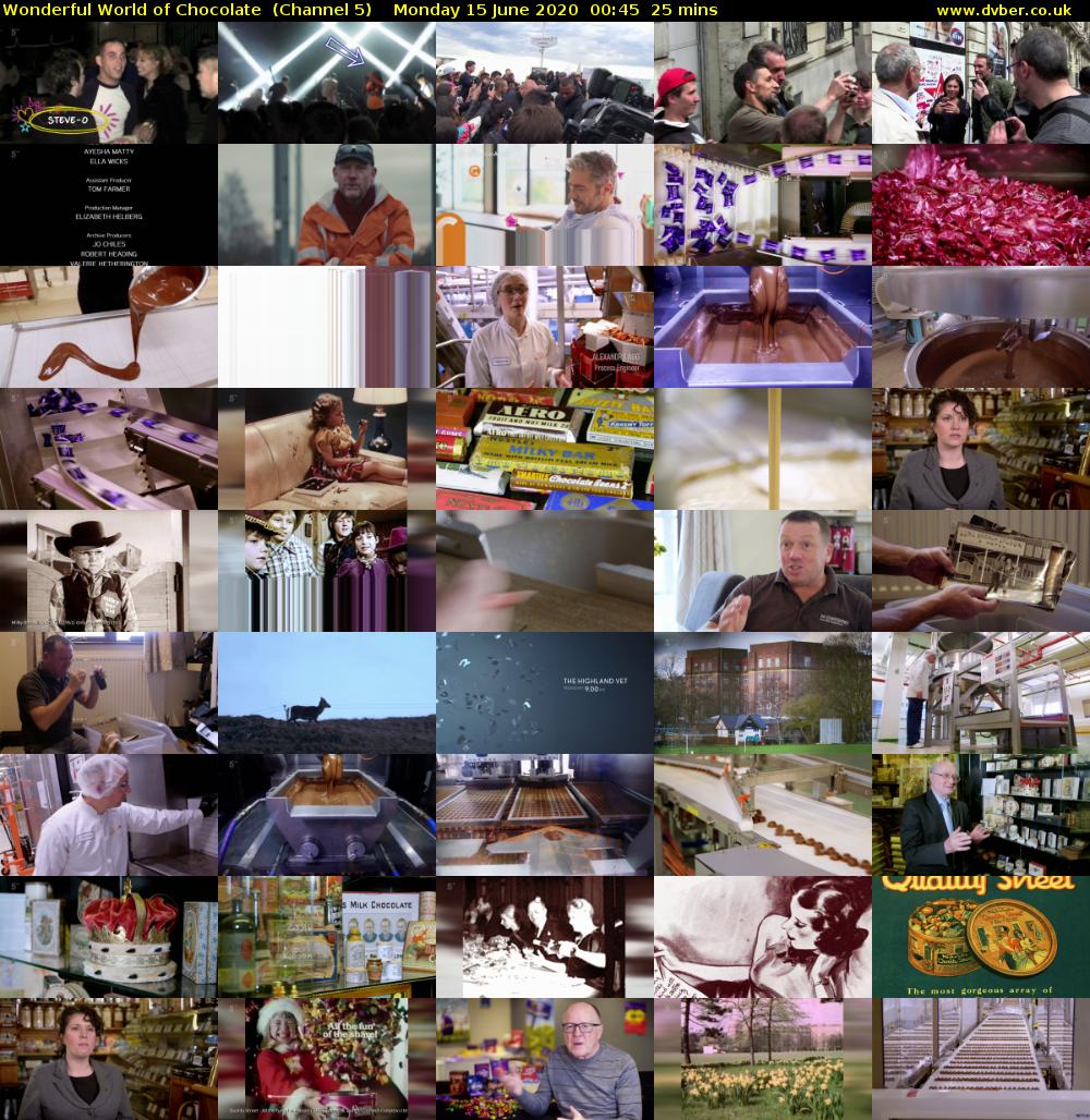 Wonderful World of Chocolate  (Channel 5) Monday 15 June 2020 00:45 - 01:10