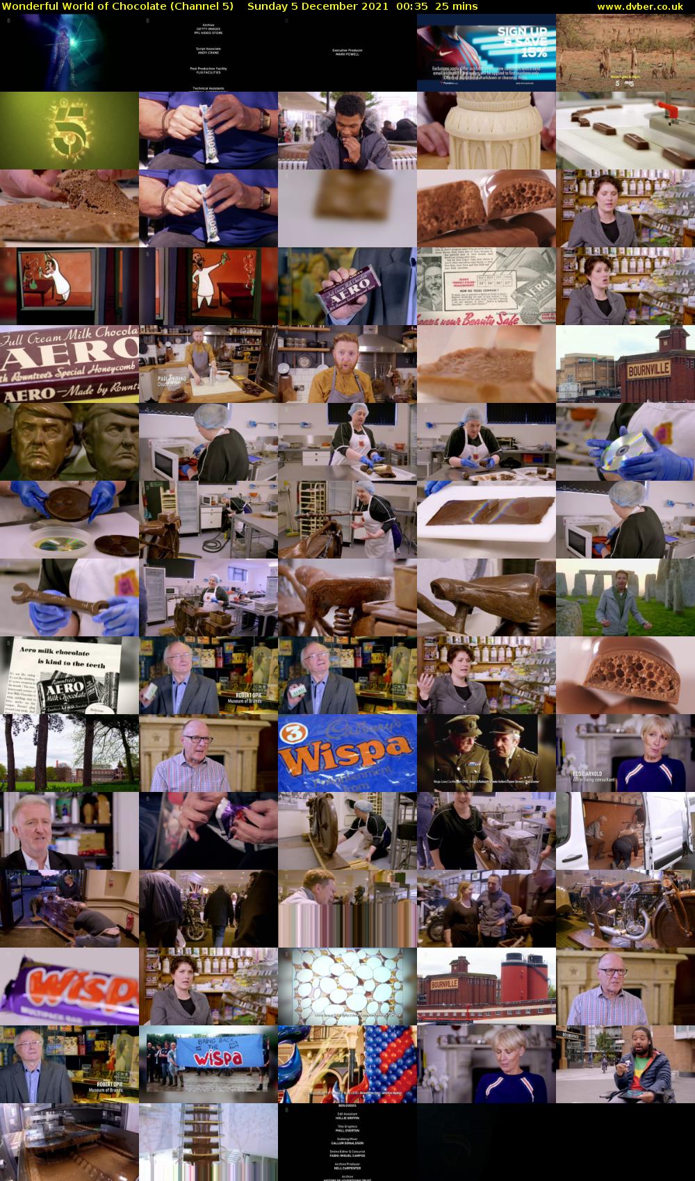 Wonderful World of Chocolate (Channel 5) Sunday 5 December 2021 00:35 - 01:00
