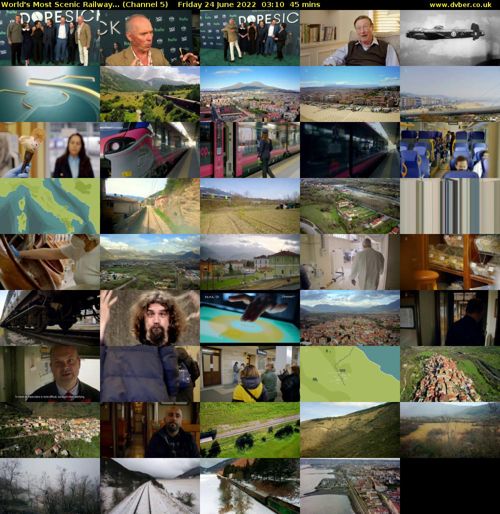 World's Most Scenic Railway... (Channel 5) Friday 24 June 2022 03:10 - 03:55